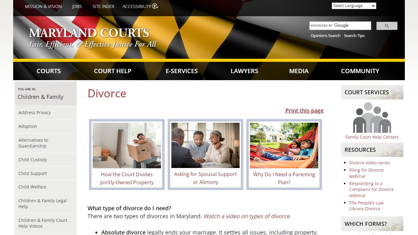 Divorce | Maryland Courts